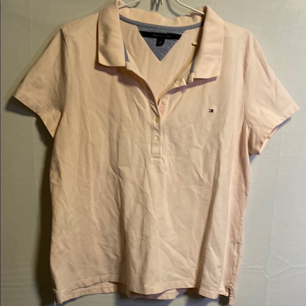Tommy Hilfiger Pink Polo Shirt Fitted Buttoned